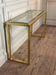 Golden and chrome metal console, bevelled glass, circa 1980.