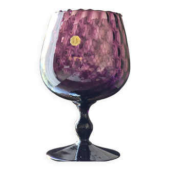 Cup, Empoli Amethyst glass. Italian art, hand-blown, 1950s.