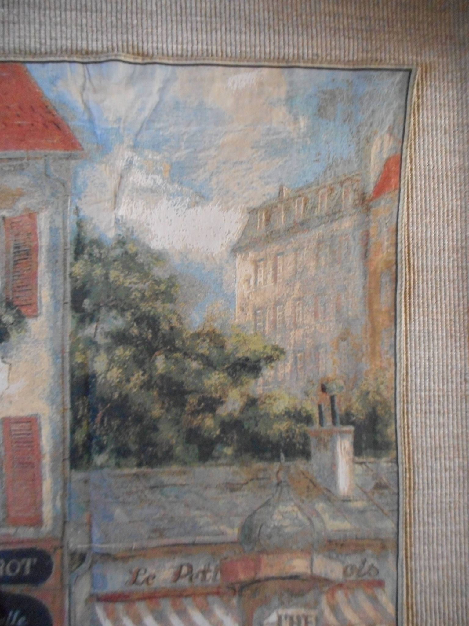 Village wall tapestry in trompe l'oeil after F de Villeneuve