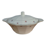 Soupière Sarregemines, motif à fleurs