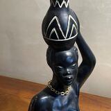 Pied de lampe plâtre femme africaine signé Pagliani