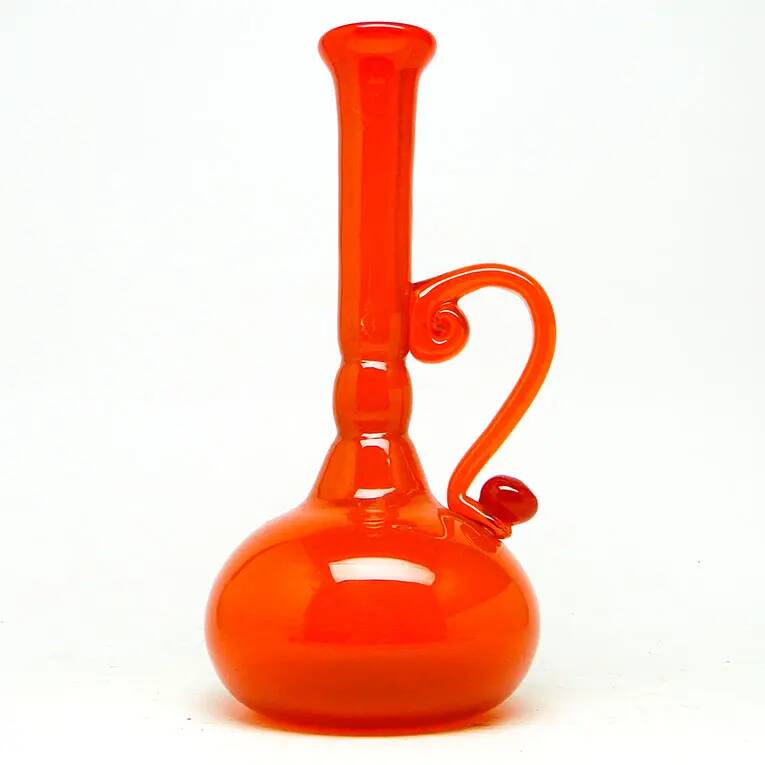 Vase, modernist, orange glass, designed by B. Świstacka, Poland, 1970s