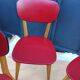 Set of 4 chairs in red skaï kitchen wood chair