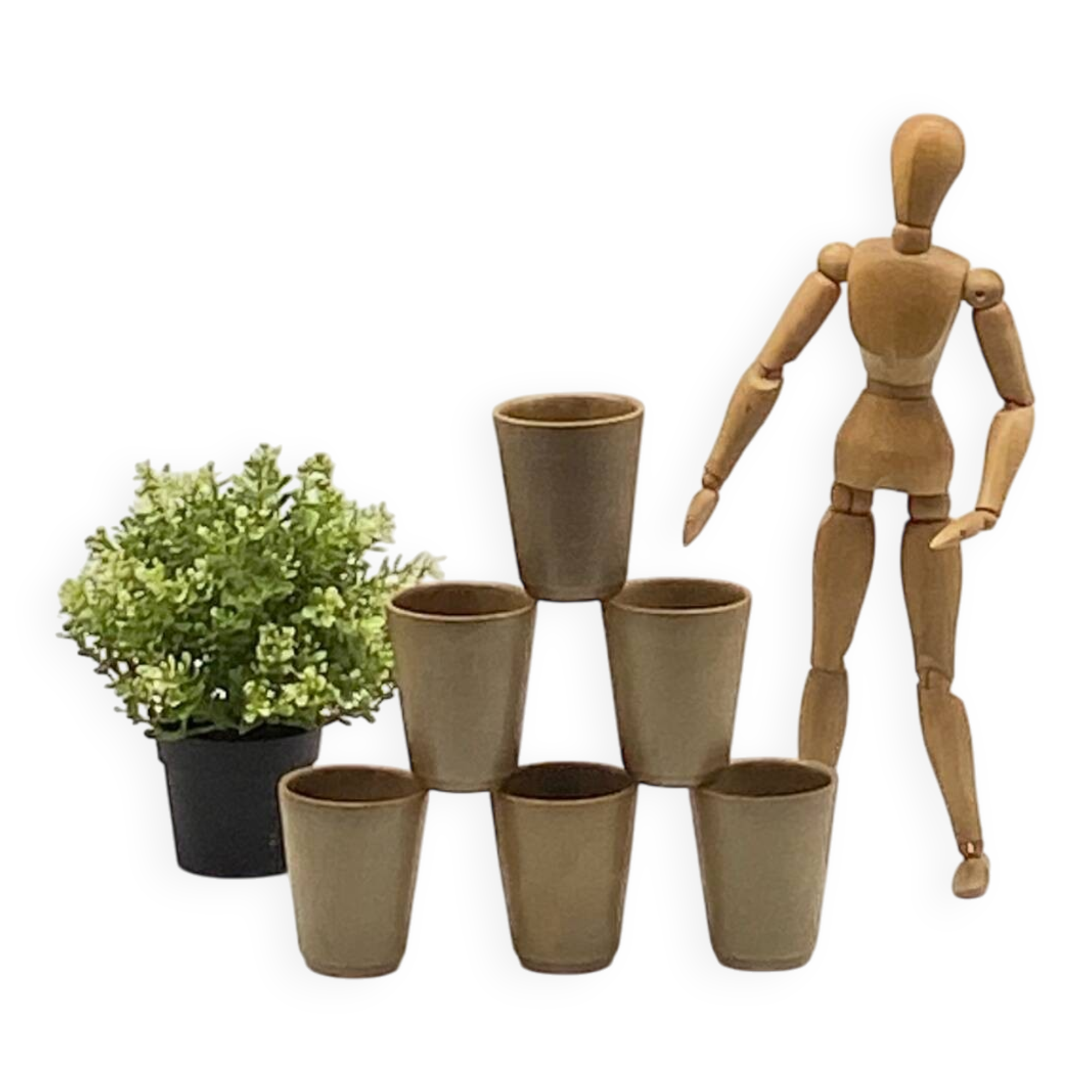 Service de 6 verres / gobelets céramique / Grès  Digoin