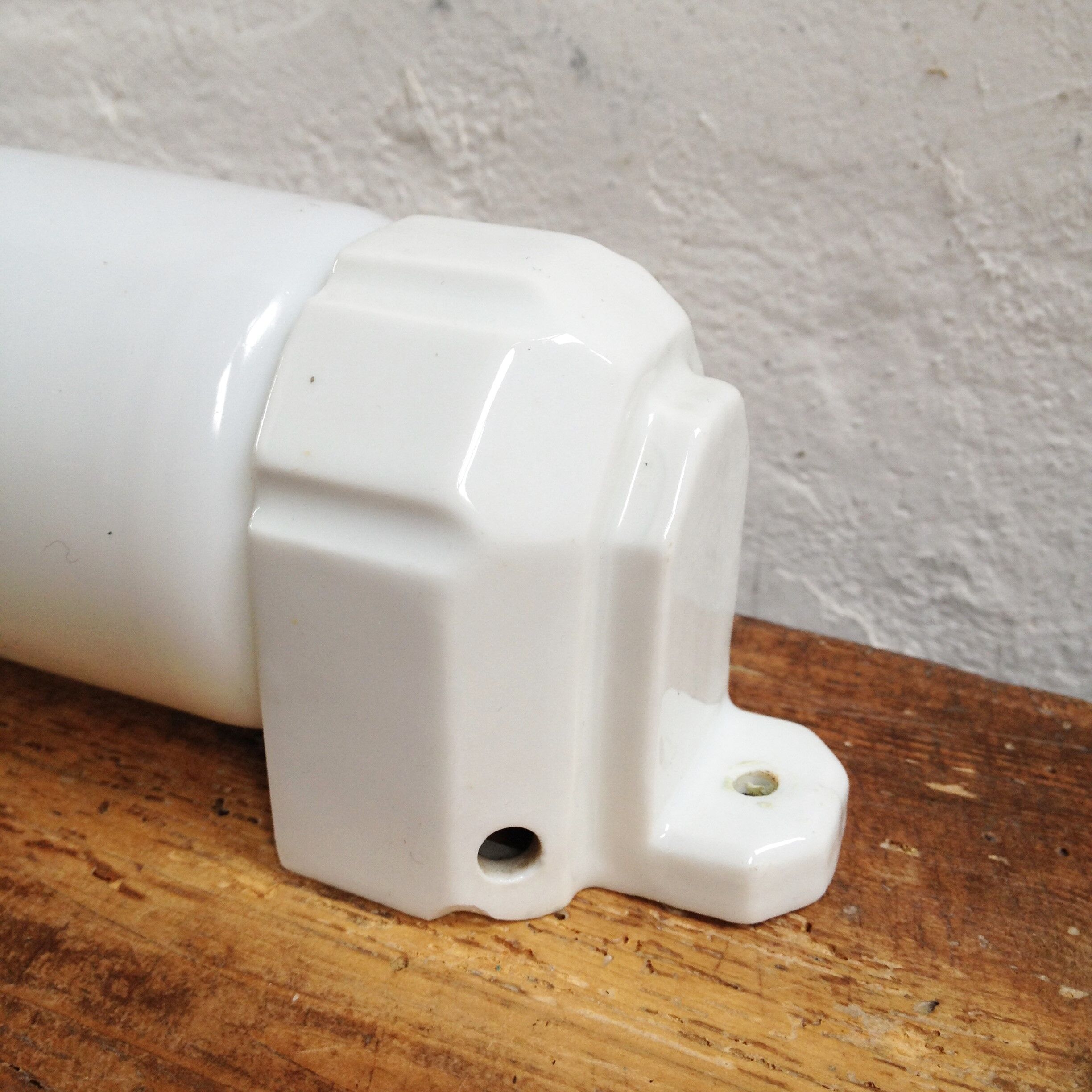 Art deco sconce, porcelain and opaline tube