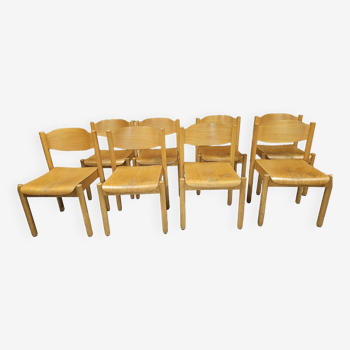 Set of 8 stackable chairs by Karl Klipper
