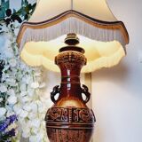 Large vintage table lamp in glazed ceramic, Oriental style 50s-60s.