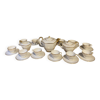 Exceptional Tea/Coffee Service Limoges – E. Galtier – 27 pieces – Fine Gold –