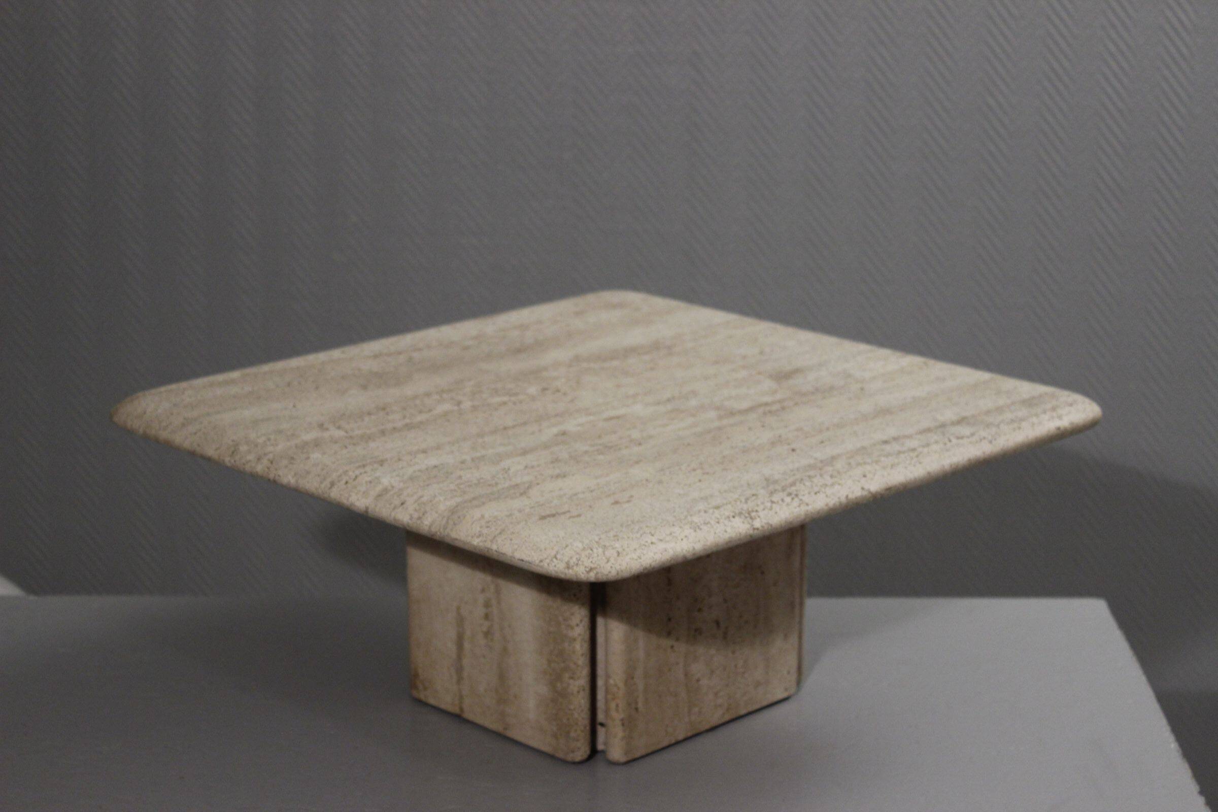 Low design side table in travertine, 1970s