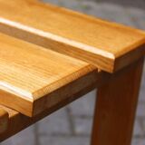 Vintage solid wood stool, modernist design 1970s