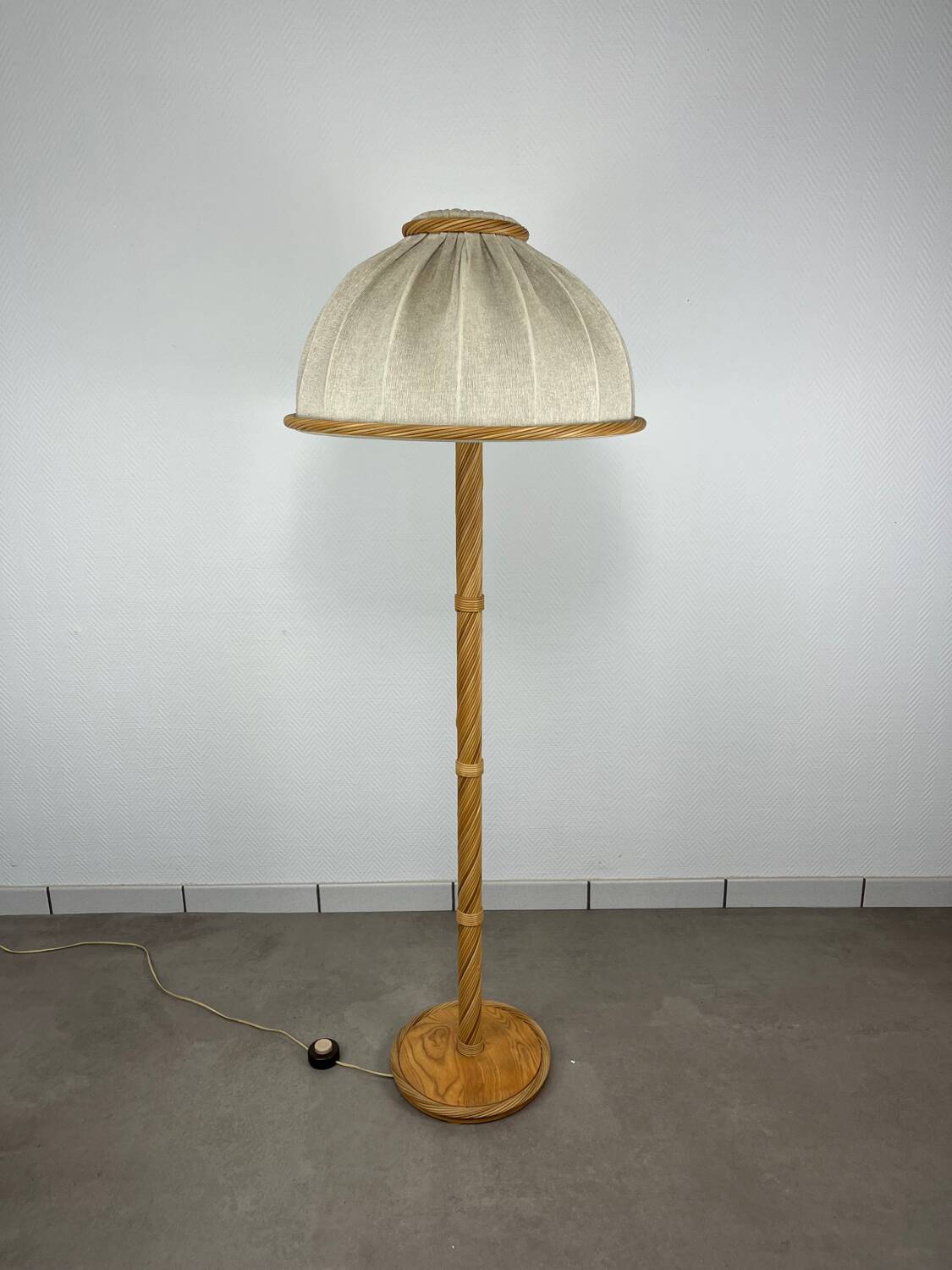1970s rattan floor lamp