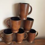 6 stoneware mugs
