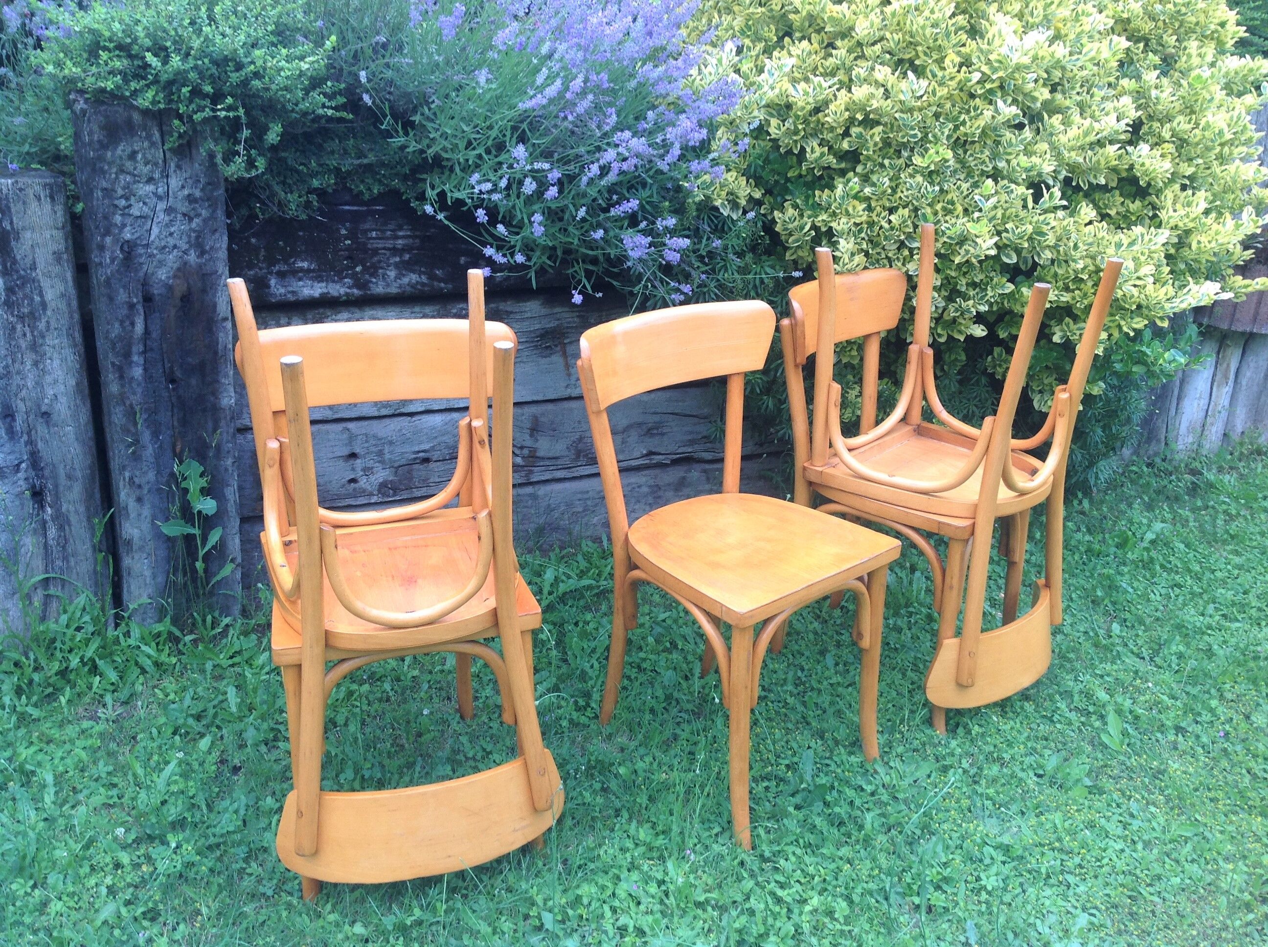 Suite of five bistro chairs feet with hoops / vintage 50s-60s