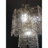 Contemporary Murano Glass "Hammer Listello" Chandelier With Gold Metal Frame