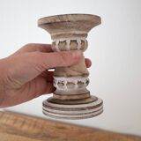 Vintage Rustic Wooden Candle Holder, Hand Carved, Country Farmhouse Style