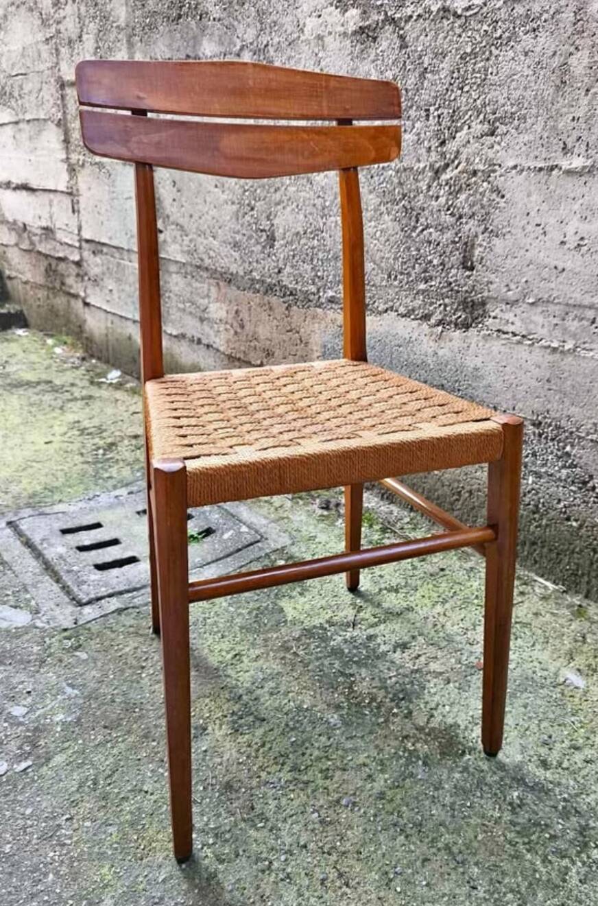 5 chaises paille tressée 60's