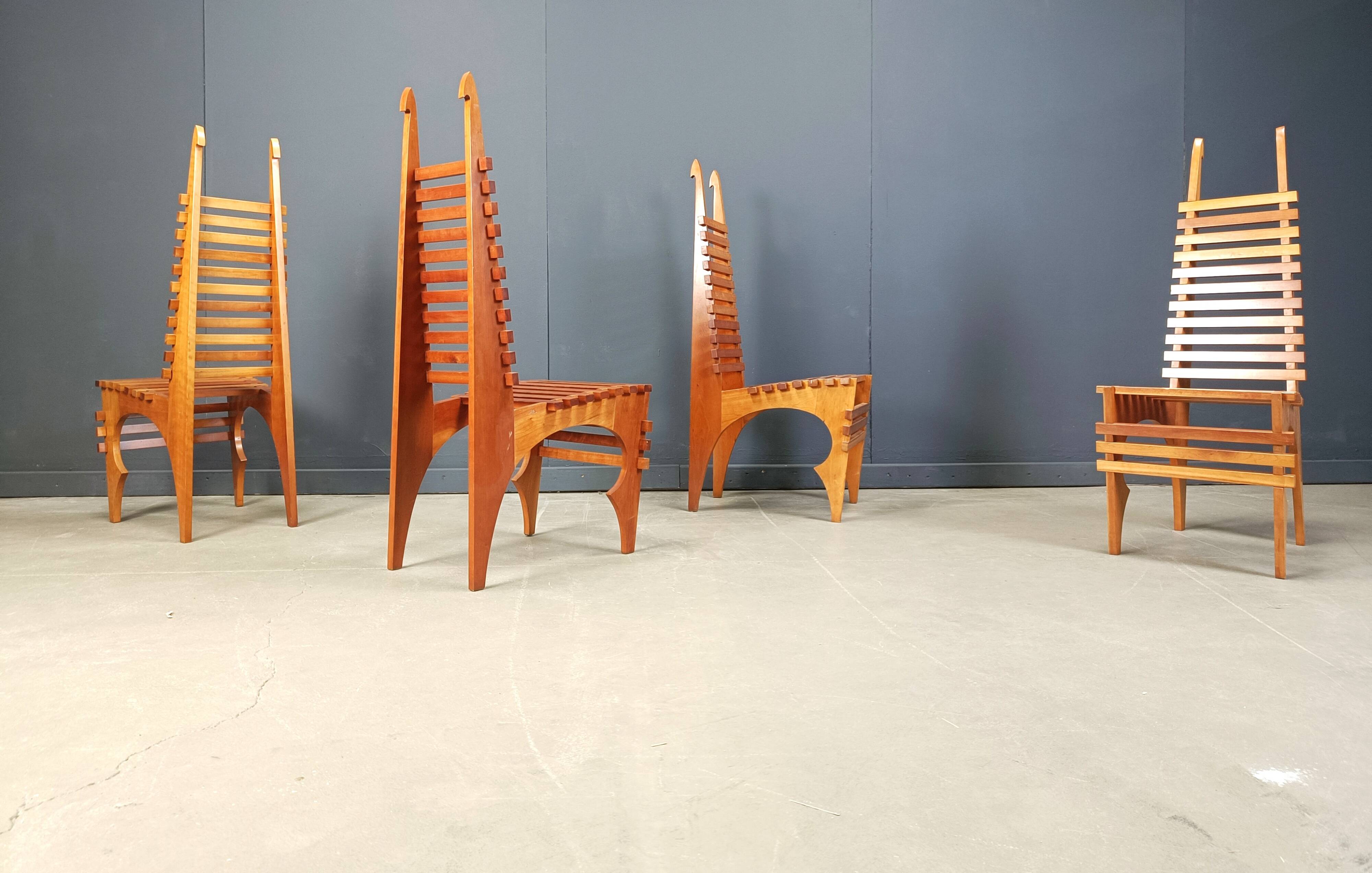 Postmodern 'Calcar' dining chairs by Benoit Lange, 1990s