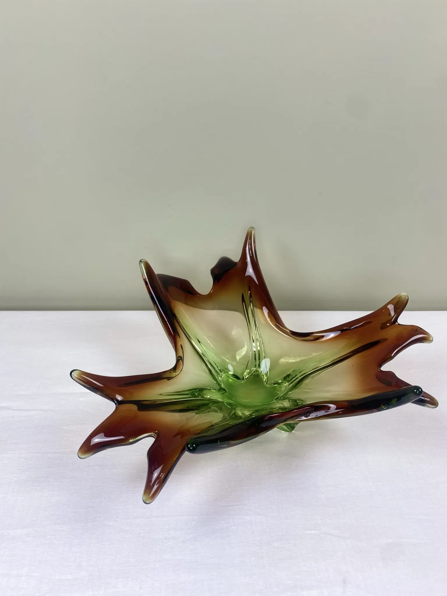 Sculptural blown glass bowl, mid-century.