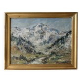 Tableau, oil, mountain landscape, Mont Blanc, Germaine Francoz