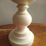 White turned wooden lamp from the 1970s