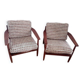 Pair of vintage Scandinavian teak armchairs.