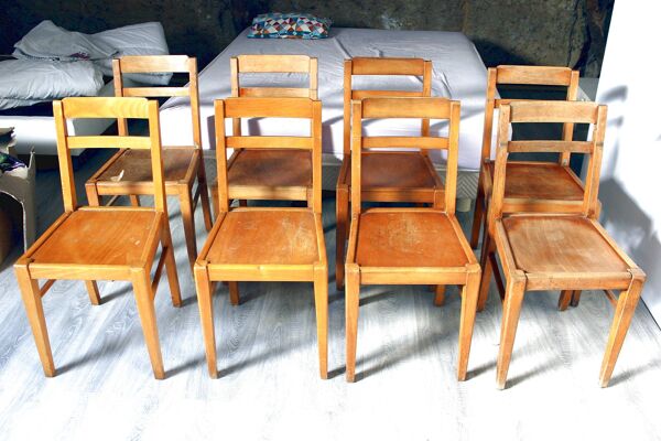 8 chaises de bistrot vintage Luterma Vibo Vesoul design René Gabriel année