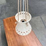 White ceramic pendant lamp in mid-century modern Danish style, 1960s.