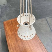 White ceramic pendant lamp in mid-century modern Danish style, 1960s.