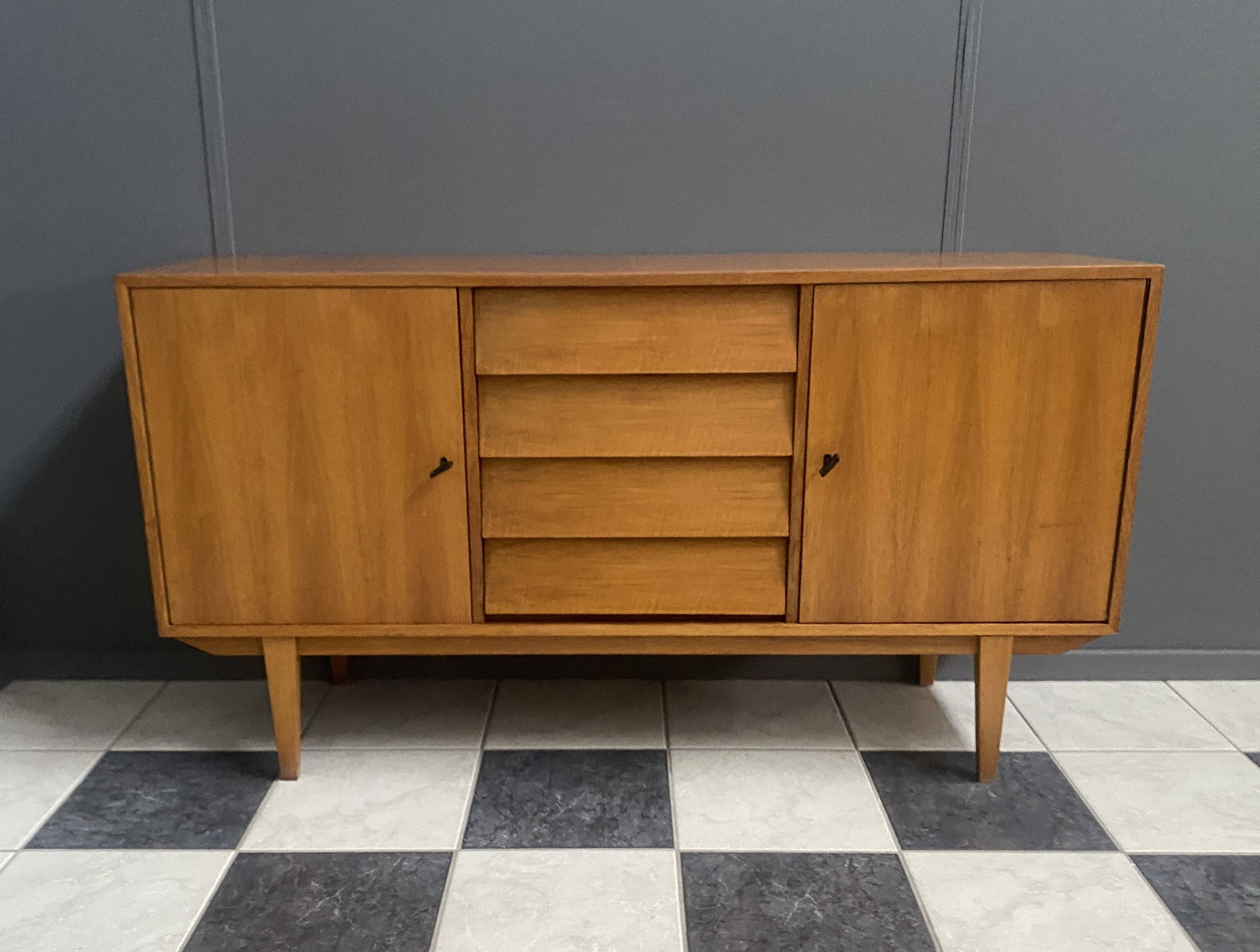 wood sideboard 1960s 2 doors and 4 drawers in the middle