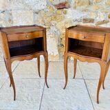 Pair of Louis XV style bedside tables in oak