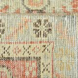 Tapis Couloir Vintage Patiné – Tons Corail, Crème & Vert Sauge, 85x352 Cm