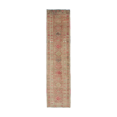 Tapis runner oriental beige vintage fait à la main 77 cm x 331 cm