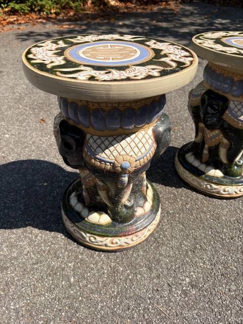 Pair of elephant statues / plant stands for garden / vintage