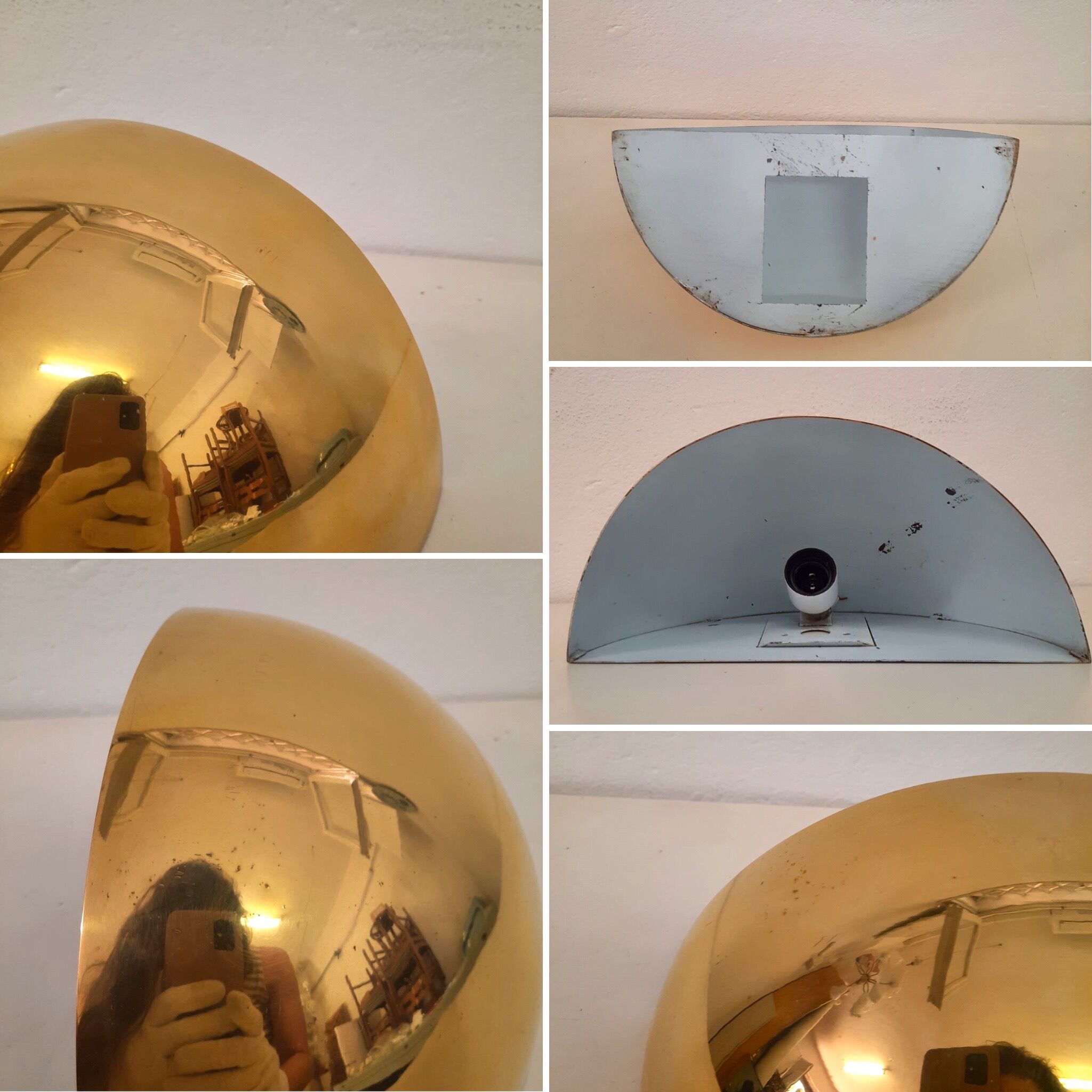 8 half moon sconces, Hollywood regency, brass, 60/70