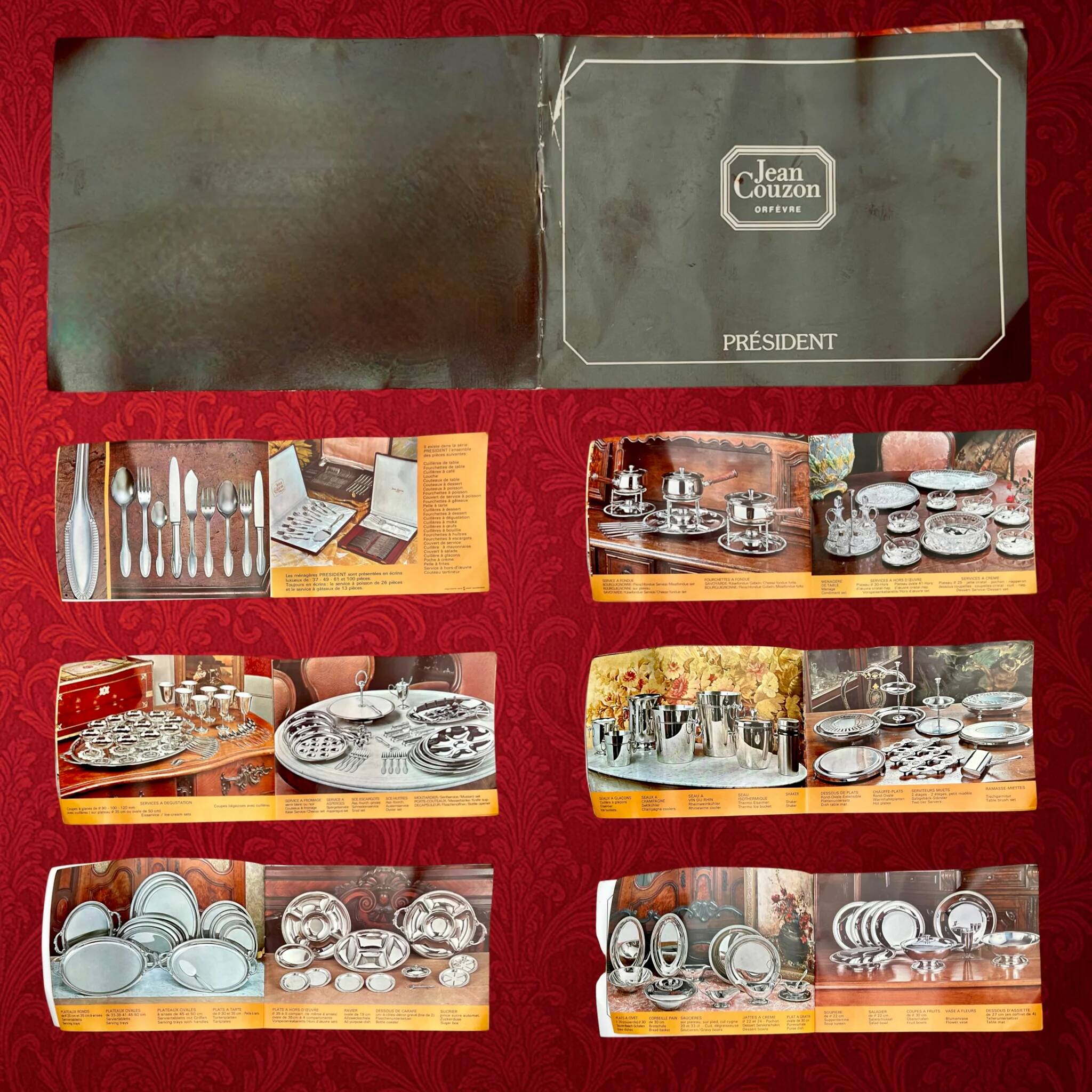Seau à champagne Jean Couzon Président en inox 18/10 avec documents d’origine – années 1970