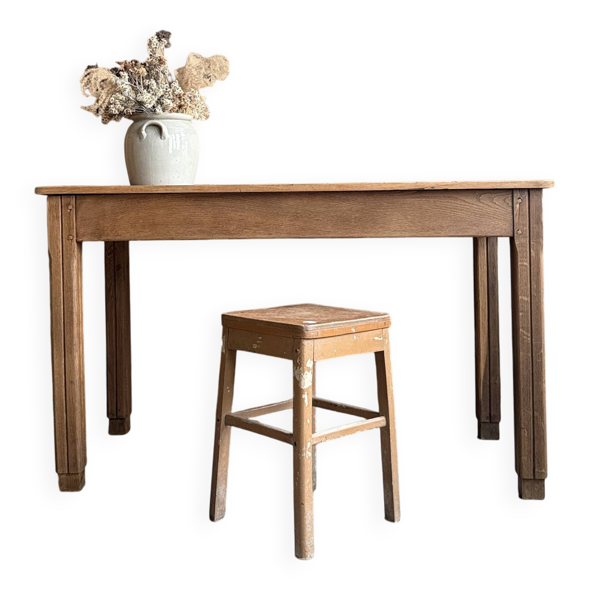 Table art déco en chêne massif (rénovée)