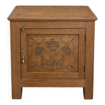 Oak side cabinet with carved motifs