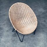 Mid-Century Modern Design Egg Basket Wicker Chairs, Italy, 1950s, Set of 3