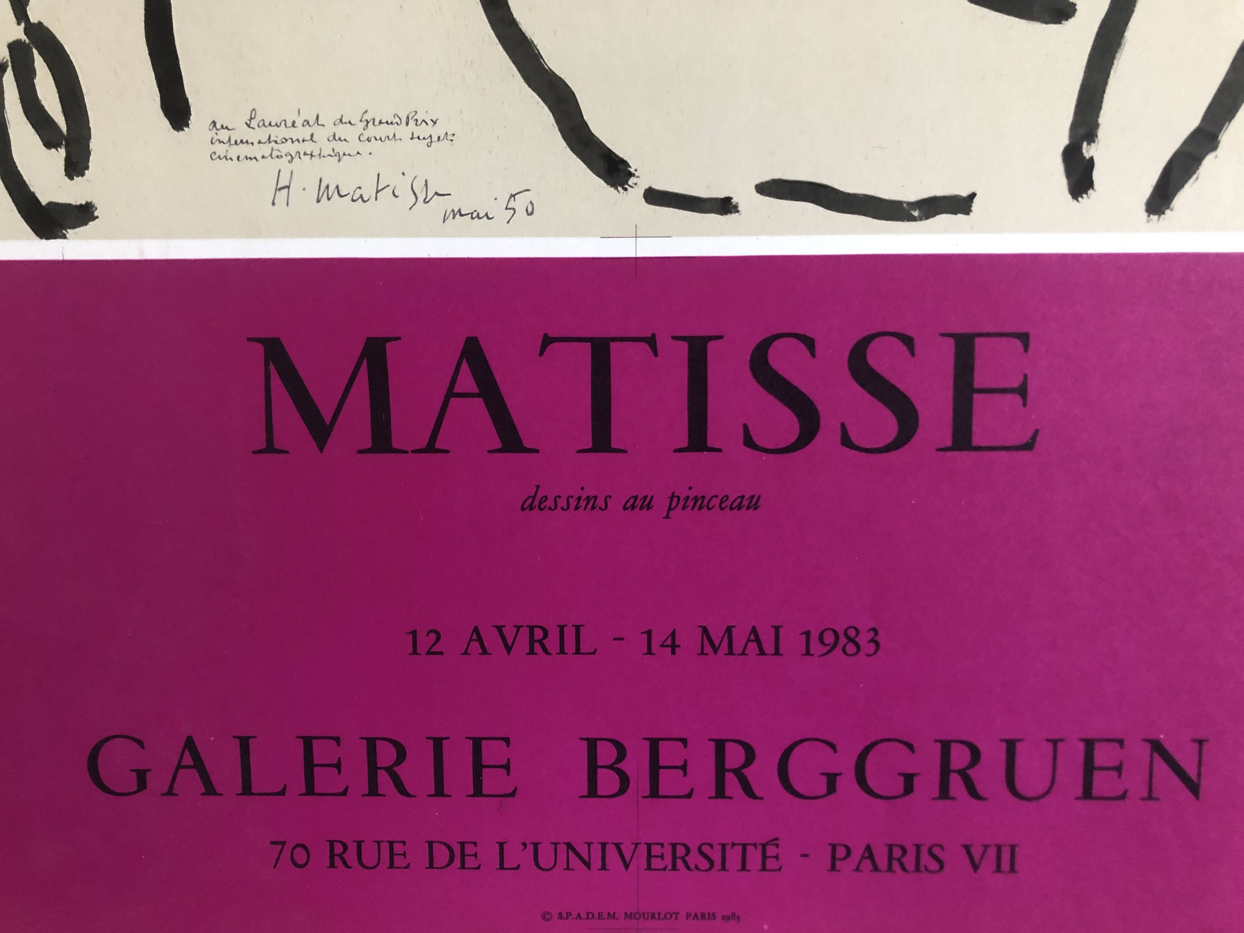 Poster Matisse Galerie Berggruen Paris 1983