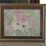 Lithograph painting signed pointillist style flowers