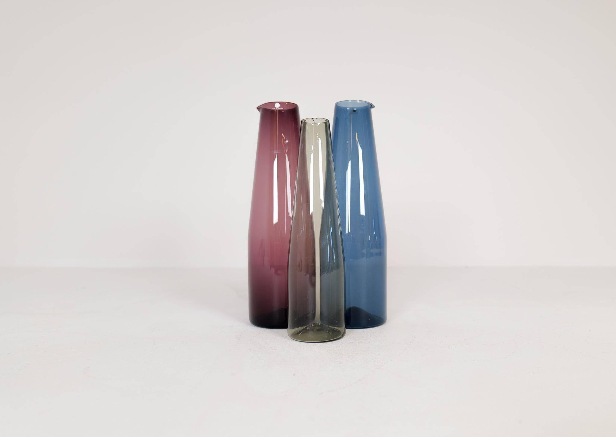 Midcentury Collection of 3 Bird Carafes by Iittala, Timo Sarpaneva, Finland, 1950s