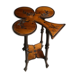 Art nouveau table with a pyrograved decoration