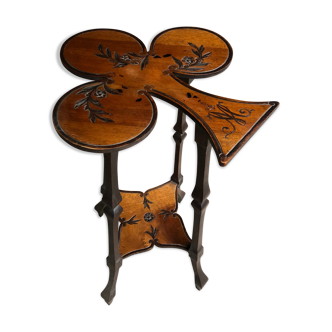 Art nouveau table with a pyrograved decoration