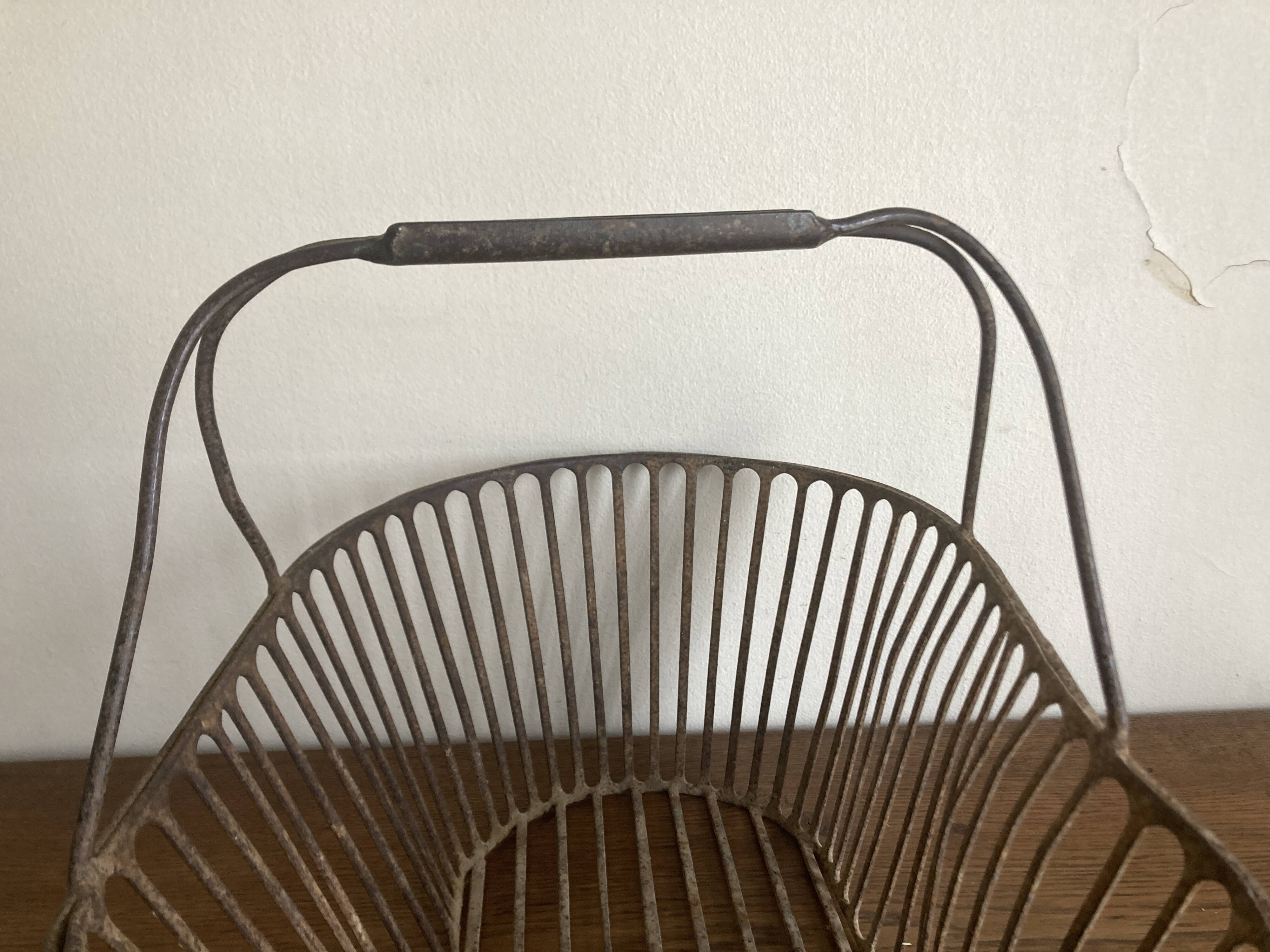 Country wrought iron harvest basket 1930