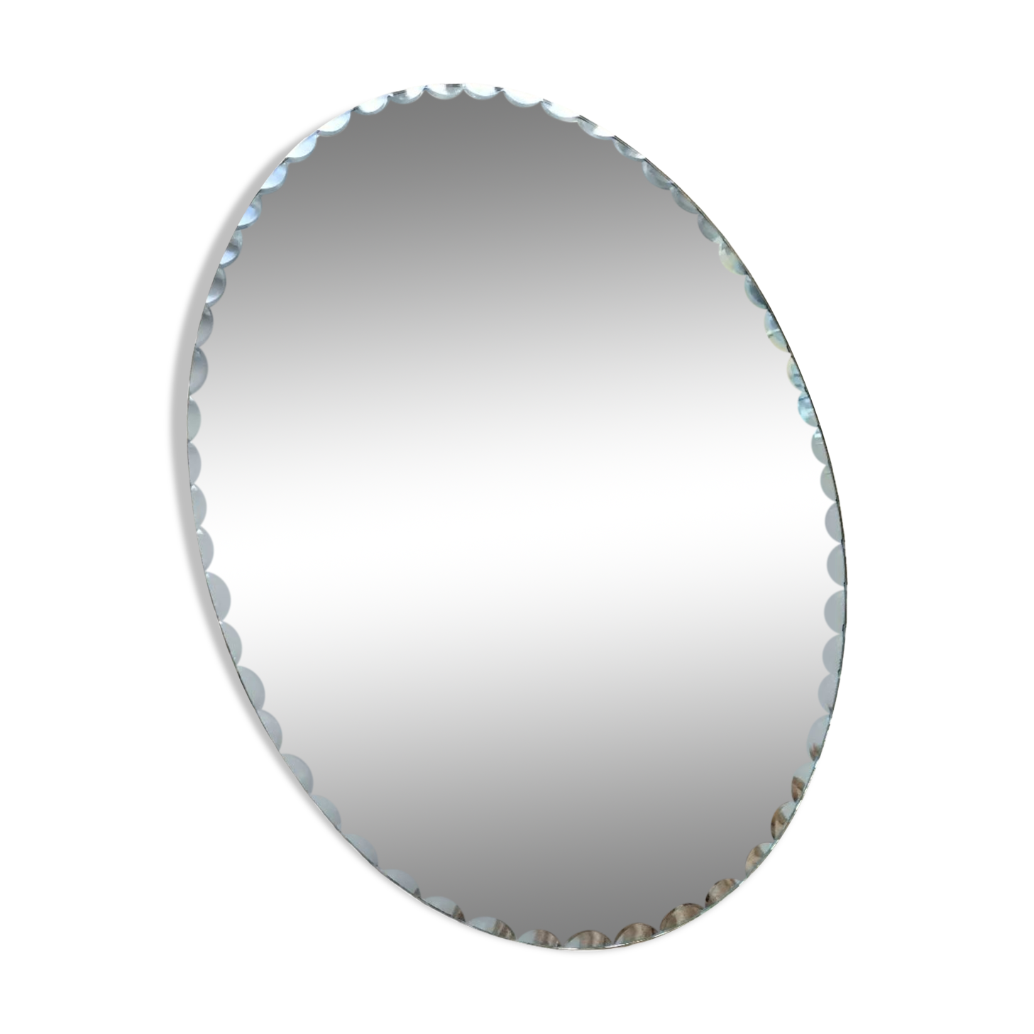 Dessous De Vase Ovale – Verre Effet Miroir Biseauté – Occasion
