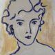 Painting signed Chinese ink and pastel female portrait “study”