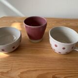 Bol, tasse et sucrier en céramique