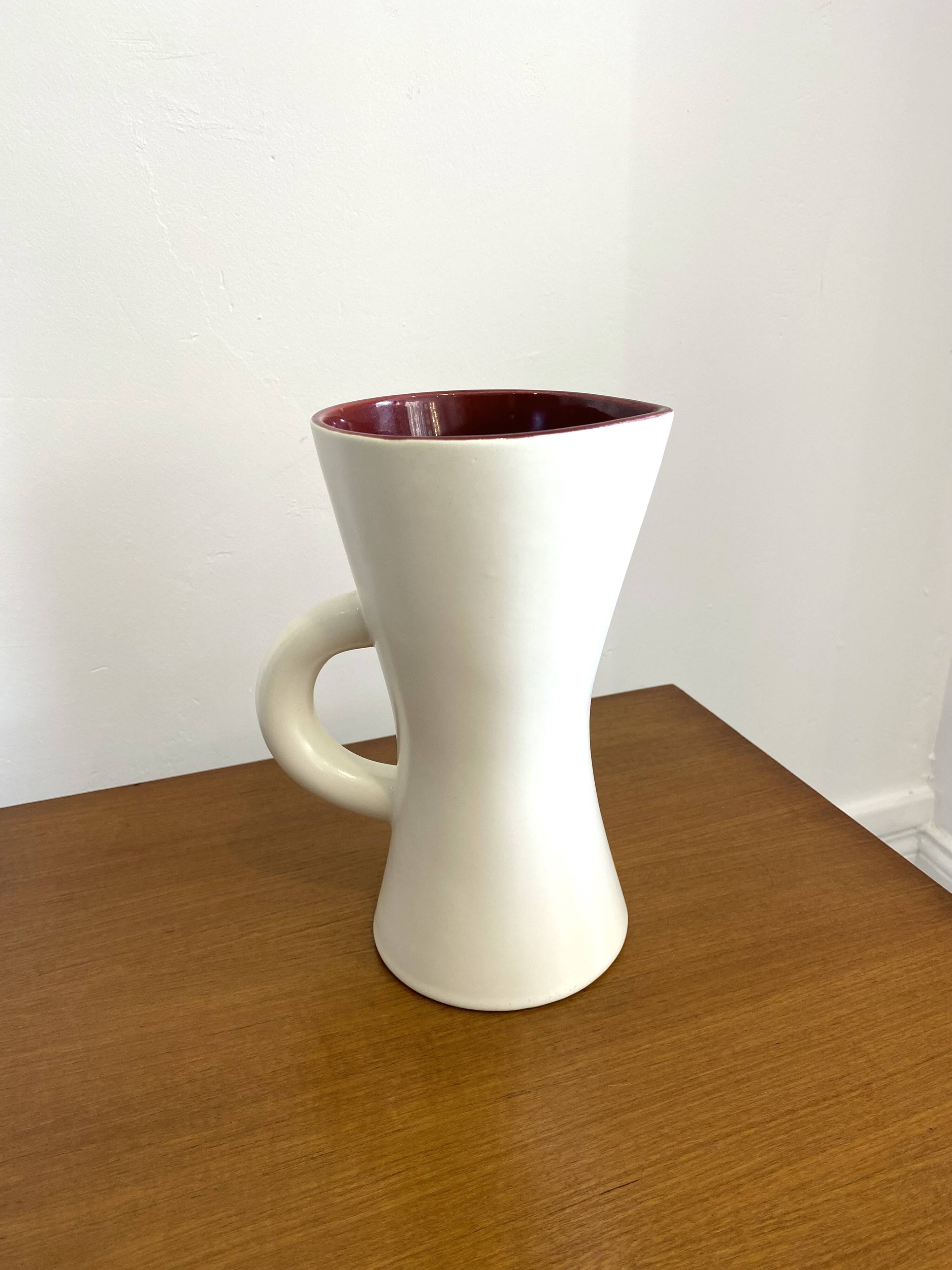 Saint Clément ceramic diabolo pitcher vase 1950