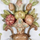 Pair of Italian hand-carved and painted wooden sconces