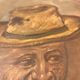 Old Table Oil on Canvas: Portrait of a Man in a Hat